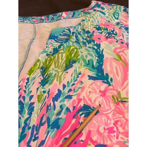 Lilly Pulitzer Sophilettta Dress Size XL Fished My Wish Pink Blue Green Shift - Picture 11 of 13